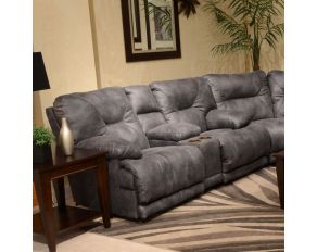 Catnapper Voyager Power Lay Flat Reclining Console Loveseat with Storage & Cupholders in Slate