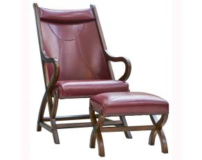 Hunter Chair and Ottoman in Cherry Finish