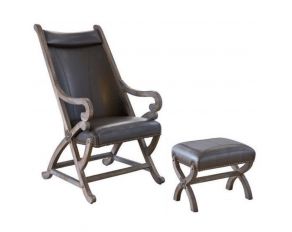 Hunter Chair and Ottoman in Wire Brushed Grey Finish