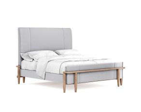 Post Queen Upholstered Panel Bed in Greyed Brown