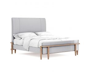 Post King Upholstered Panel Bed in Greyed Brown