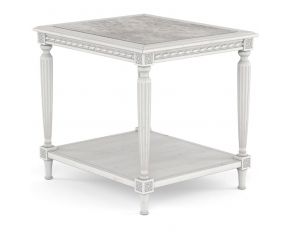 Somerton End Table with Stone Top in Antique White