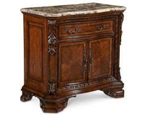 ART Old World Stone Top Door Nightstand in Cherry