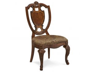 ART Old World Shield Back Side Chair with Fabric Seat in Cherry