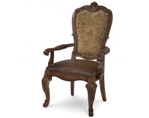 ART Old World Upholstered Back Arm Chair in Cherry