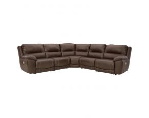 Dunleith 5-Piece Power Reclining Sectional in Chocolate Brown