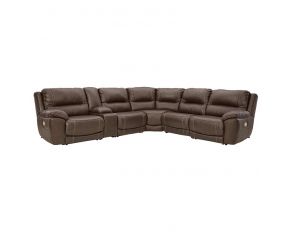 Dunleith 6 Piece Power Reclining Sectional in Chocolate Brown