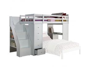 Acme Furniture Freya Loft Bed and Bookcase Ladder in White Finish