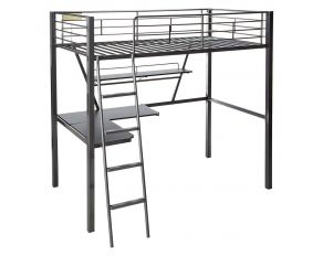 Acme Furniture Senon Twin Loft Bed with Desk in Silver and Black Finish