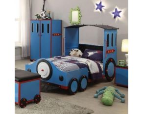 Acme Furniture Tobi Train Twin Bed in Blue/Red and Black Train