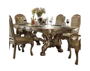 Acme Furniture Dresden Dining Table in Gold Patina and Bone Finish