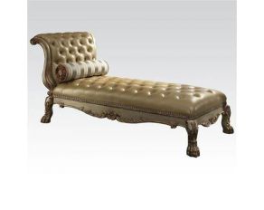 Dresden Chaise with Pillow in Bone and Gold Patina