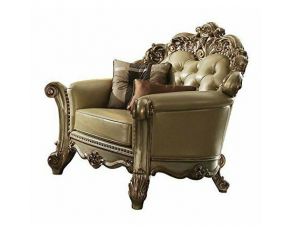 Acme Furniture Vendome Chair in Gold Patina and Bone (PU)