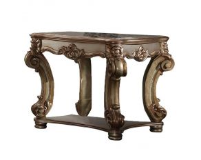 Acme Furniture Vendome End Table in Gold Patina and Bone