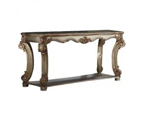 Acme Furniture Vendome Sofa Table in Gold Patina and Bone