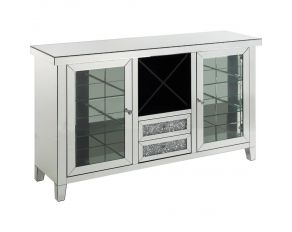 Noralie Mirrored Wine Cabinet with LED and Faux Diamonds