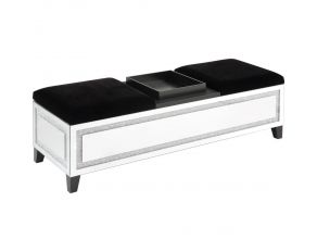 Noralie Mirrored Bench with Storage Console in Black