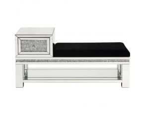 Noralie Mirrored Bench with Storage Drawer in Black