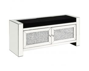 Noralie 47 Inch Mirrored Bench with Storage Console in Black