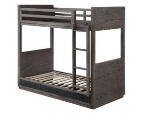 Estevon Twin over Twin Bunk Bed in Gray Oak Finish