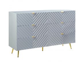 Gaines 6 Drawer Dresser in High Gloss Gray Finish