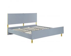 Gaines Queen Panel Bed in High Gloss Gray Finish