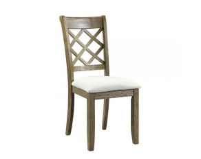 Karsen Set of 2 Sides Chairs in Beige and Rustic Oak Finish
