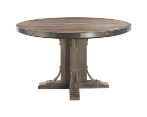 Raphaela Round Dining Table in Weathered Cherry Finish