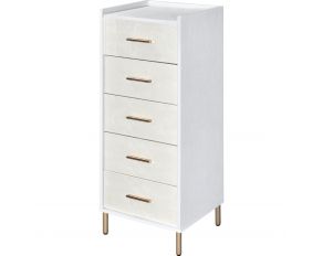 Myles Jewelry Armoire in White and Champagne Finish