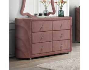 Salonia 6-Drawer Dresser in Pink Finish