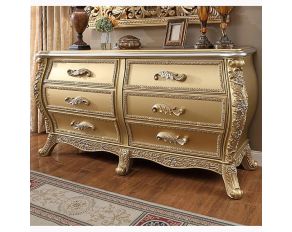 Cabriole 6-Drawer Dresser in Gold Finish