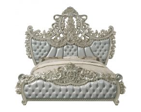 Sandoval Eastern King Upholstered Bed in Beige and Champagne Finish