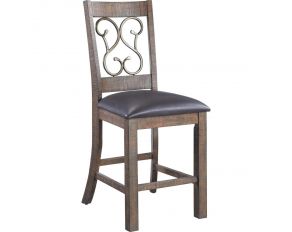 Raphaela Counter Height Side Chair in Black and Weathered Cherry Finish