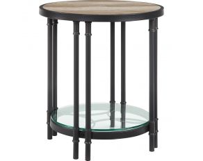 Brantley Round End Table in Oak and Sandy Black Finish