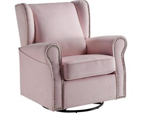 Tamaki Swivel Chair with Glider in Pink Finish