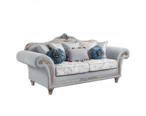 Pelumi Sofa with 8 Pillows in Light Gray and Platinum Finish