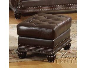 Acme Furniture Anondale Ottoman in Cherry Top Grain Leather