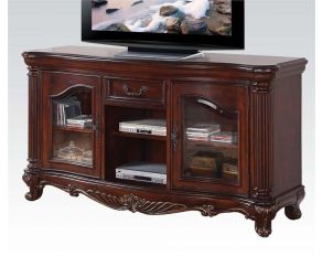 Acme Furniture Remington TV Stand with 2 Glass Doors in Brown Cherry