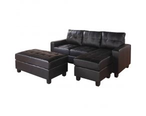 Acme Furniture Lyssa Reversible Sectional and Ottoman in Black Bonded Leather