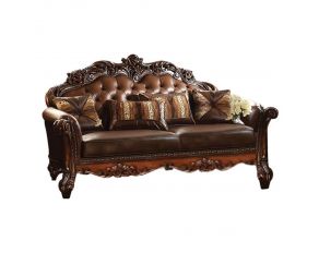 Acme Furniture Vendome Sofa with 3 Pillows in Cherry PU