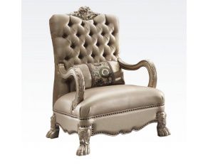 Acme Furniture Dresden Chair with 1 Pillow in Bone Velvet/Gold Patina