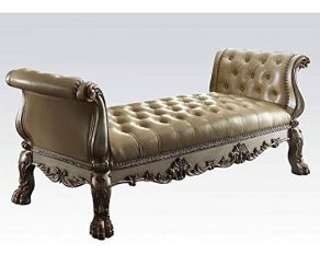 Acme Furniture Dresden Bench in Gold Patina/Bone PU