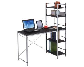 Acme Furniture Elvis Computer Desk with Shelves in Black and Chromed