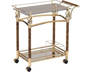 Acme Furniture Helmut Serving Cart in Golden Plated Clear Tempered Glass