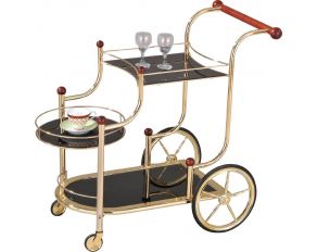 Acme Furniture Lacy Serving Cart in Golden Plated Black Tempered Glass