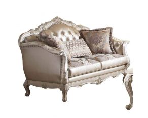 Acme Furniture Chantelle Loveseat with 3 Pillows in Pearl White