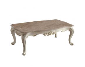 Acme Furniture Chantelle Marble Top Coffee Table in Pearl