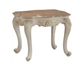 Acme Furniture Chantelle Marble Top End Table in Pearl