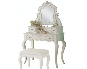 Acme Furniture Edalene Vanity Desk with Mirror in Pearl White