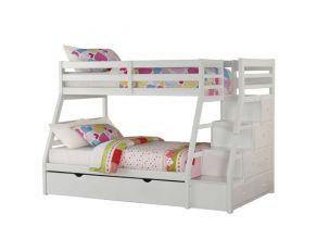 Acme Furniture Jason Bunk Bed in White, Twin Over Full